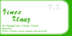 vince klauz business card